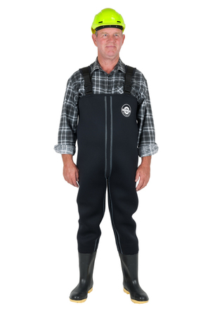 Black Chest Wader with Bata Steel Toe Safety Boots 