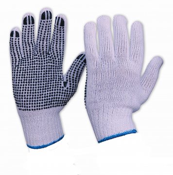 Polycotton Knitted Gloves with PVC Grip Dots