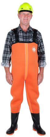 Orange Chest Wader with Bata Steel Toe Safety Boots 