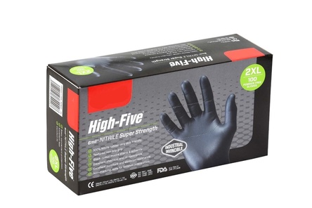 Carton of High Five Industrial Black Nitrile Disposable Gloves