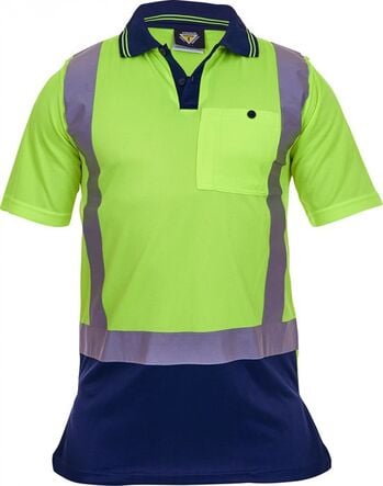 Hi-Vis D/N Microfibre Polo - Yellow/Navy