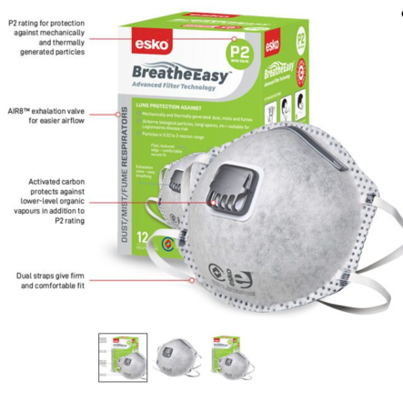 Esko Breathe Easy P2 Valved Mask with Carbon Filter