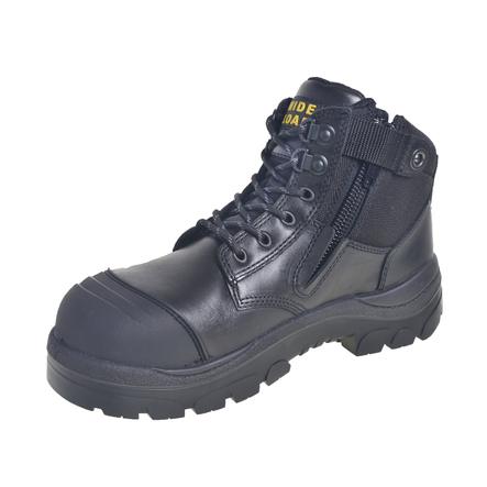 Black Side Zip Lace Up Safety Boot 15cm (6")