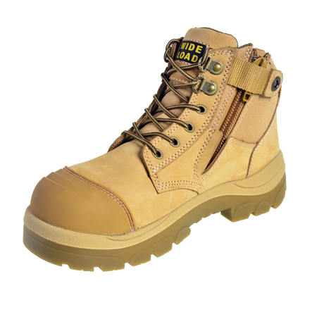 Wheat Side Zip Lace Up Safety Boot 15cm (6") 