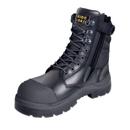 Wide Load Safety Boots (8") Black, Side Zip