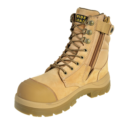 Wheat Side Zip Lace Up Safety Boot 20cm (8")