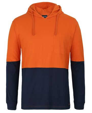 HI VIS L/S COTTON TEE WITH HOOD