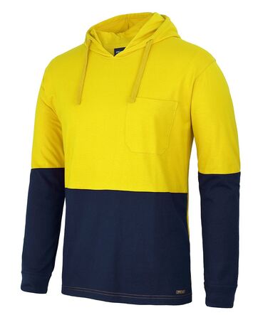 HI VIS L/S COTTON TEE WITH HOOD