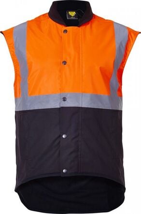 Caution Oilskin D/N Sleeveless Vest - Flouro Orange/Brown