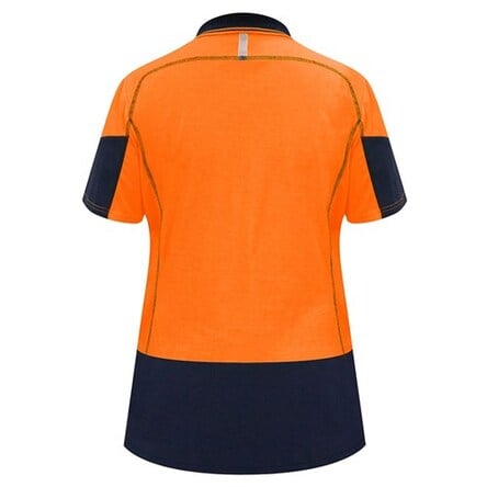 WOMENS POLO DAY ONLY QUICK-DRY COTTON BACKED ORANGE/NAVY