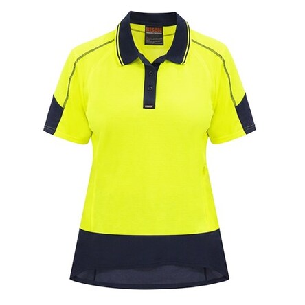 WOMENS POLO DAY ONLY QUICK-DRY COTTON BACKED YELLOW/NAVY