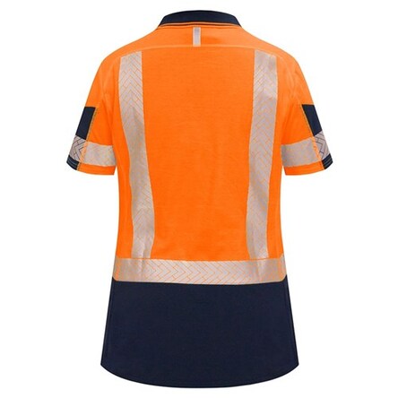 WOMENS POLO DAY/NIGHT QUICK-DRY COTTON BACKED ORANGE/NAVY