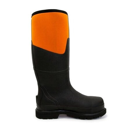 NEO RUBBER/NEOPRENE SAFETY GUMBOOT BLACK/ORANGE