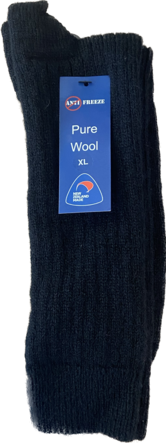 Black 100% wool knitted socks 