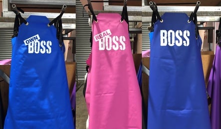 PRINTED APRONS, BOSS, OWN BOSS, REAL BOSS