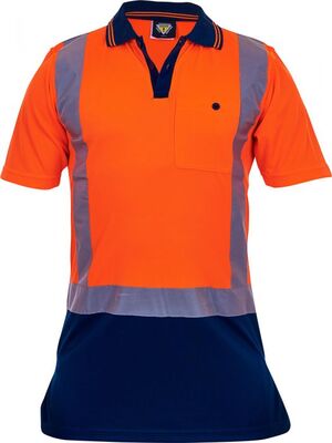 Hi-Vis D/N Microfibre Polo - Orange/Navy