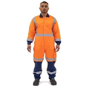 OVERALL TTMC-W23 X-TAPE, LIGHTWEIGHT 150GSM RIPSTOP COTTON ZIP ORANGE/NAVY