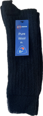 Black 100% wool knitted socks