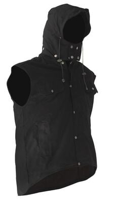 Hooded Oilskin Sleeveless Vest