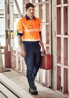 Mens Hi Vis Outdoor Segmented Tape Long Sleeve Shirt